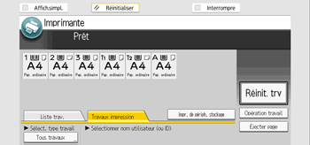Illustration de l'écran du panneau de commande