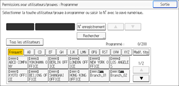 Illustration de l'écran du panneau de commande