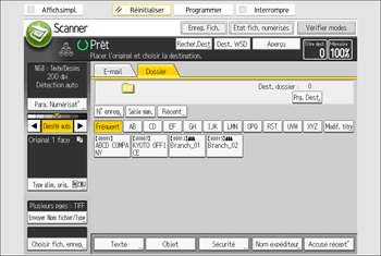 Illustration de l'écran du panneau de commande