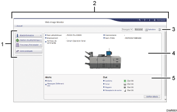 Illustration de l'écran du navigateur Web avec légende numérotée