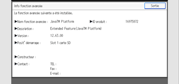Illustration de l'écran du panneau de commande