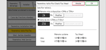 Illustration de l'écran du panneau de commande