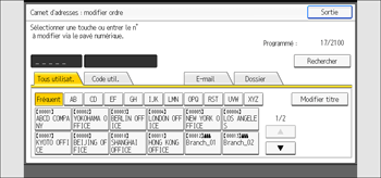 Illustration de l'écran du panneau de commande