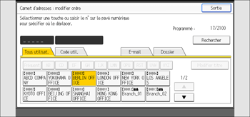 Illustration de l'écran du panneau de commande