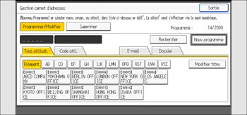 Illustration de l'écran du panneau de commande