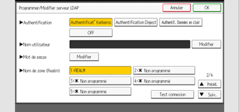 Illustration de l'écran du panneau de commande