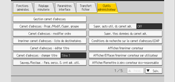 Illustration de l'écran du panneau de commande