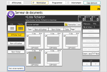 Illustration de l'écran du panneau de commande