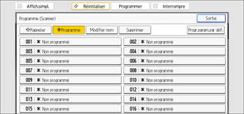 Illustration de l'écran du panneau de commande
