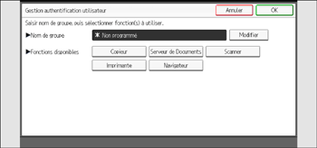 Illustration de l'écran du panneau de commande