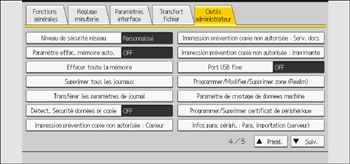 Illustration de l'écran du panneau de commande