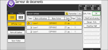 Illustration de l'écran du panneau de commande