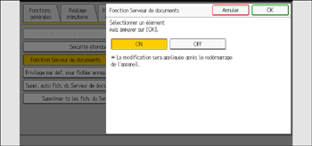 Illustration de l'écran du panneau de commande