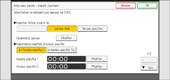 Illustration de l'écran du panneau de commande