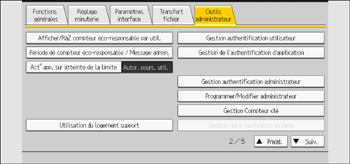 Illustration de l'écran du panneau de commande