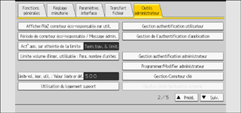 Illustration de l'écran du panneau de commande