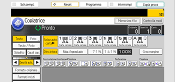 Illustrazione della schermata sul pannello di controllo