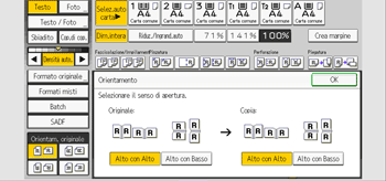 Illustrazione della schermata sul pannello di controllo
