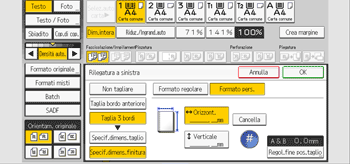 Illustrazione della schermata sul pannello di controllo