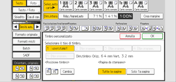 Illustrazione della schermata sul pannello di controllo