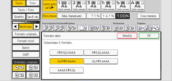 Illustrazione della schermata sul pannello di controllo