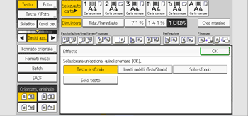Illustrazione della schermata sul pannello di controllo