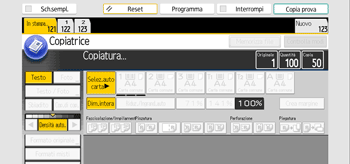 Illustrazione della schermata sul pannello di controllo
