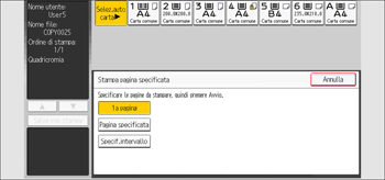 Illustrazione della schermata sul pannello di controllo
