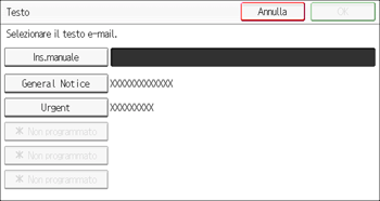 Illustrazione della schermata sul pannello di controllo