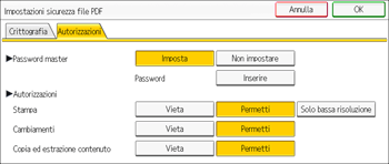 Illustrazione della schermata sul pannello di controllo