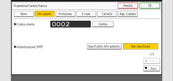 Illustrazione della schermata sul pannello di controllo
