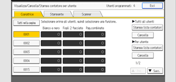 Illustrazione della schermata sul pannello di controllo
