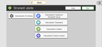 Illustrazione della schermata sul pannello di controllo