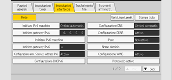 Illustrazione della schermata sul pannello di controllo
