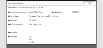 Illustrazione della schermata sul pannello di controllo