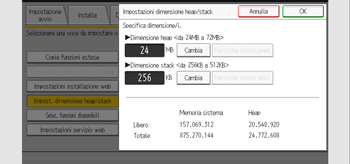 Illustrazione della schermata sul pannello di controllo