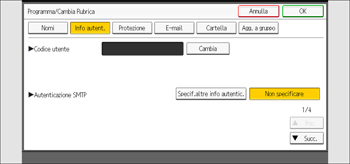 Illustrazione della schermata sul pannello di controllo