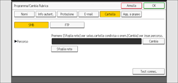 Illustrazione della schermata sul pannello di controllo