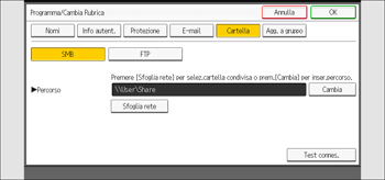 Illustrazione della schermata sul pannello di controllo