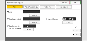 Illustrazione della schermata sul pannello di controllo