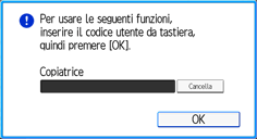 Illustrazione della schermata sul pannello di controllo