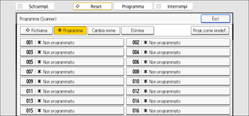 Illustrazione della schermata sul pannello di controllo