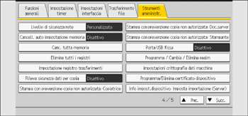 Illustrazione della schermata sul pannello di controllo