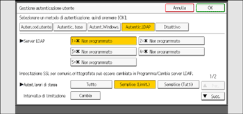 Illustrazione della schermata sul pannello di controllo