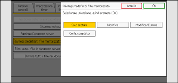 Illustrazione della schermata sul pannello di controllo