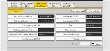Illustrazione della schermata sul pannello di controllo