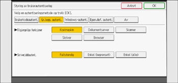 Illustrasjon av betjeningspanelet