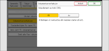 Illustrasjon av betjeningspanelet