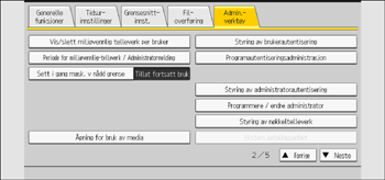 Illustrasjon av betjeningspanelet