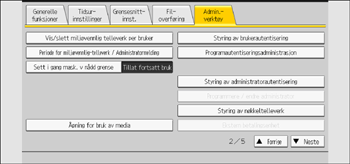 Illustrasjon av betjeningspanelet